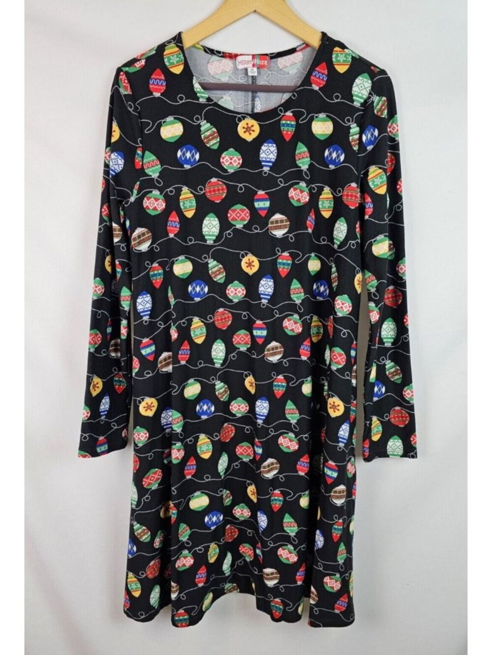 Merry Wear Women's Ugly Christmas Dress Size Medium Black Long Sleeve Dress